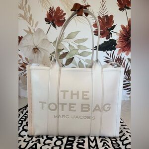 Marc Jacobs Cloud White Large Leather Tote Bag